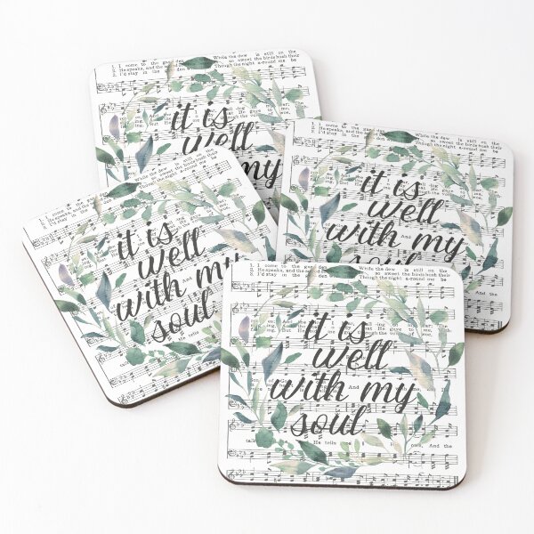 Item preview, It is Well With My Soul, Floral Leaves, Watercolor Hymn designed and sold by DownThePath.