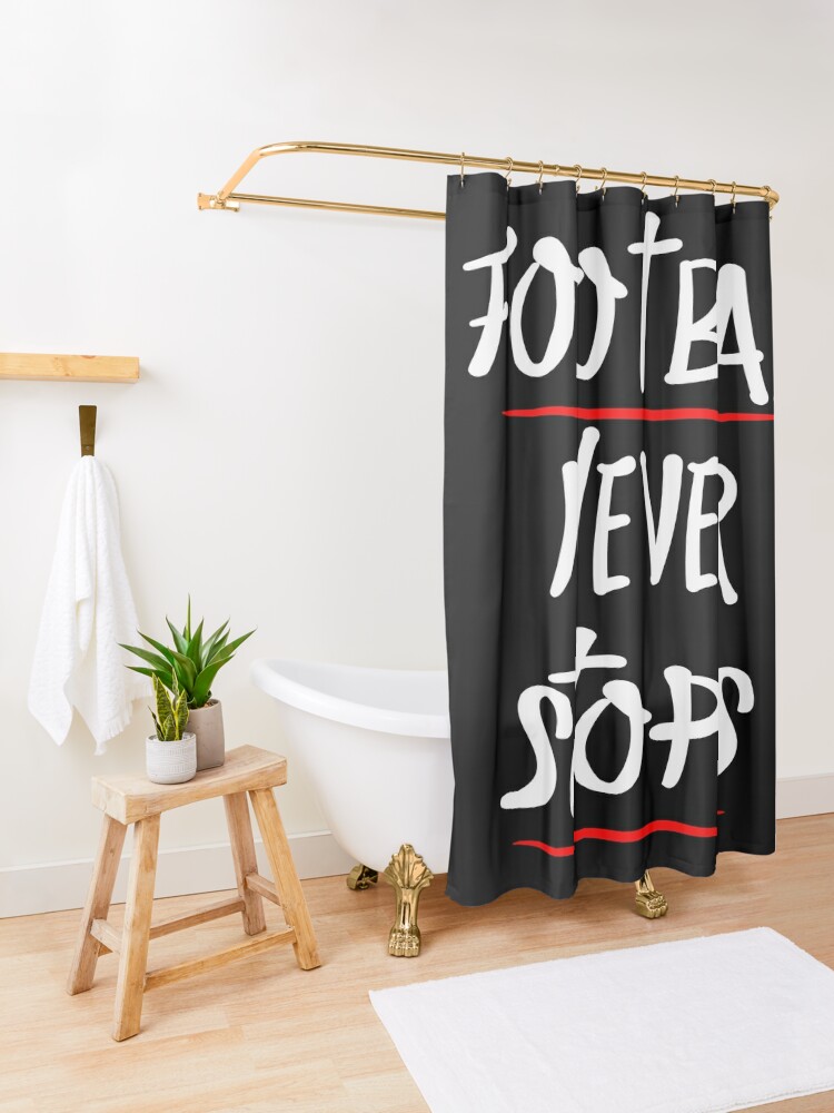 New white writing with red font Football Never Stops,ball Shower Curtain CS-4GLKKD3P