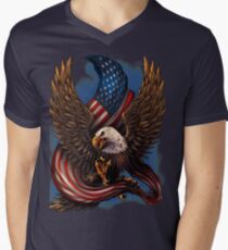 American Eagle and Flag V-Neck T-Shirt