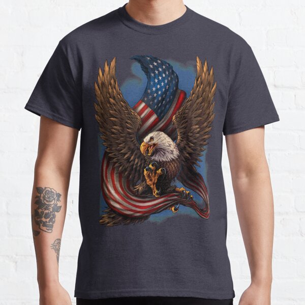 AMERICAN FLAG PICKUP TRUCK EAGLE EAGLES DOG USA T-SHIRT