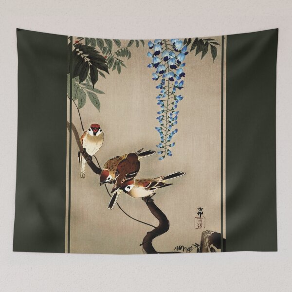 Item preview, Ring sparrows at wisteria by Ohara Koson designed and sold by DragonXX.