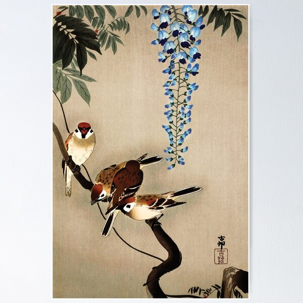 Item preview, Ring sparrows at wisteria by Ohara Koson designed and sold by DragonXX.