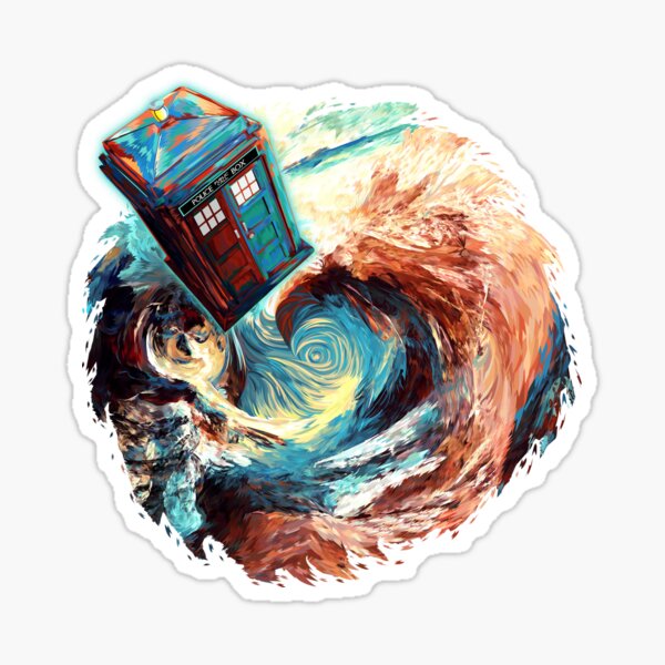 time travel box jump into dark vortex abstract Sticker