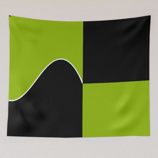 Item preview, PLAIN SOLID  APPLE GREEN AND BLACK TWO TONE RETRO WAVE PATTERN designed and sold by ozcushions.