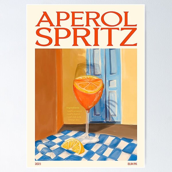 Aperol Spritz Cocktail Print  The perfect poster for aspiring