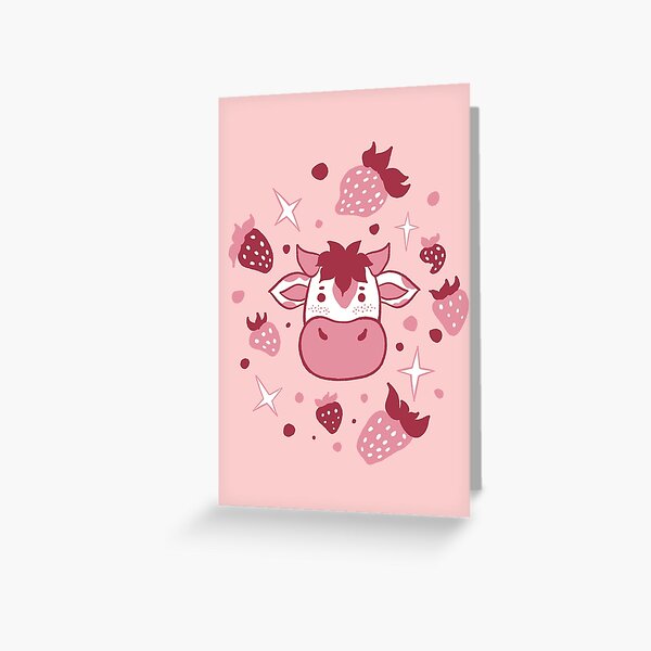 "Strawberry Cow" Greeting Card by alleycatblues Redbubble