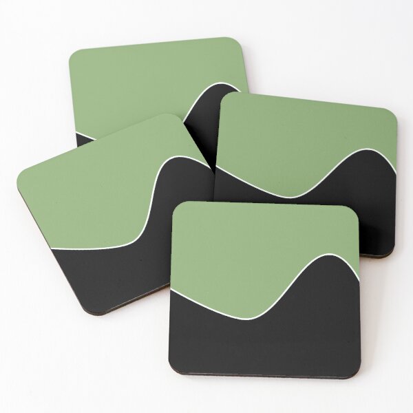 Item preview, PLAIN SOLID  ASPARAGUS GREEN AND BLACK TWO TONE RETRO WAVE PATTERN designed and sold by ozcushions.
