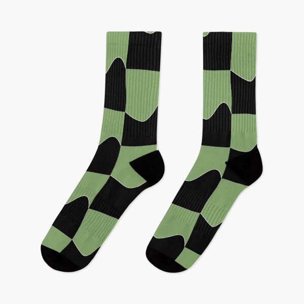 Item preview, PLAIN SOLID  ASPARAGUS GREEN AND BLACK TWO TONE RETRO WAVE PATTERN designed and sold by ozcushions.