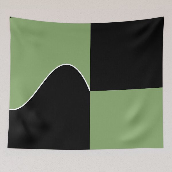 Item preview, PLAIN SOLID  ASPARAGUS GREEN AND BLACK TWO TONE RETRO WAVE PATTERN designed and sold by ozcushions.