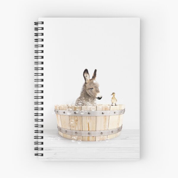 Item preview, Baby Donkey and Duckling in Wooden Bathtub Print, Baby Donkey Bathing, Animals in Bathtub Art by Synplus designed and sold by synplus.