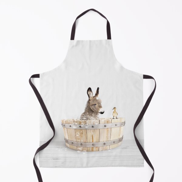 Item preview, Baby Donkey and Duckling in Wooden Bathtub Print, Baby Donkey Bathing, Animals in Bathtub Art by Synplus designed and sold by synplus.