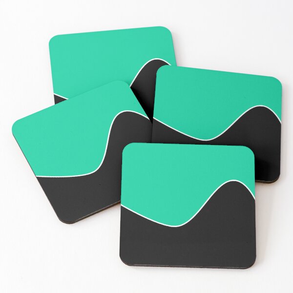 Item preview, PLAIN SOLID CARRIBBEAN GREEN AND BLACK TWO TONE RETRO WAVE PATTERN designed and sold by ozcushions.