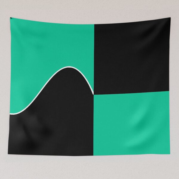 Item preview, PLAIN SOLID CARRIBBEAN GREEN AND BLACK TWO TONE RETRO WAVE PATTERN designed and sold by ozcushions.
