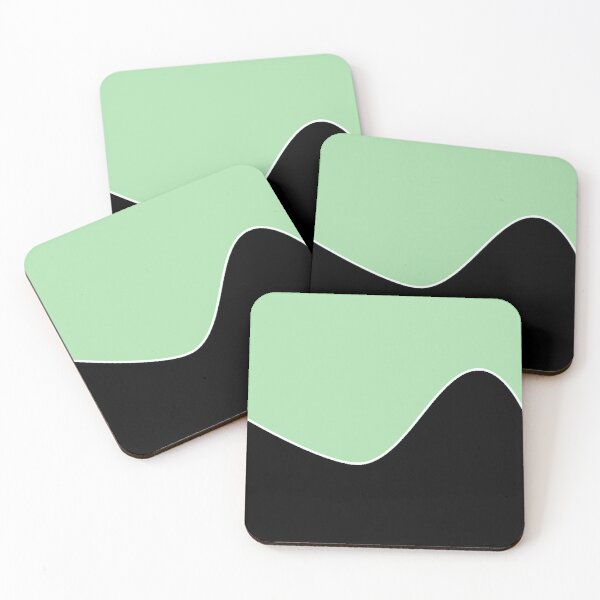 Item preview, PLAIN SOLID LIGHT CELADON  GREEN AND BLACK TWO TONE RETRO WAVE PATTERN designed and sold by ozcushions.