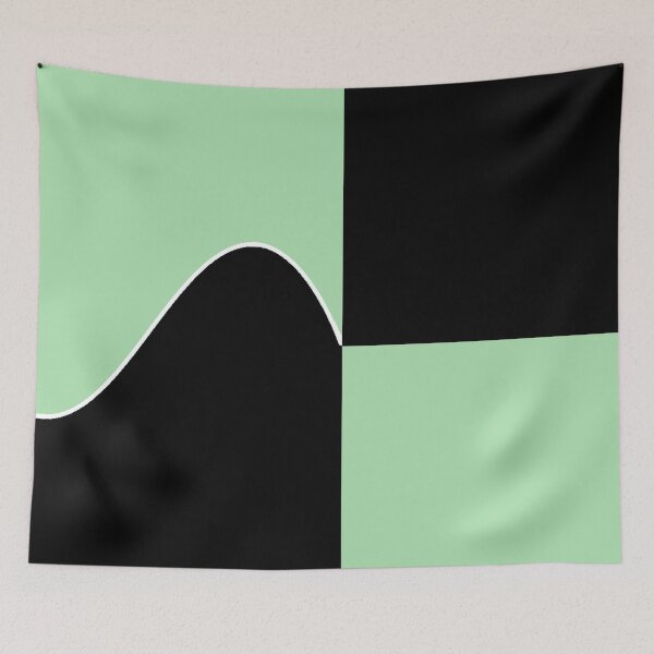 Item preview, PLAIN SOLID LIGHT CELADON  GREEN AND BLACK TWO TONE RETRO WAVE PATTERN designed and sold by ozcushions.