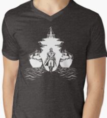 Waffen und Schiffe T-Shirt mit V-Ausschnitt