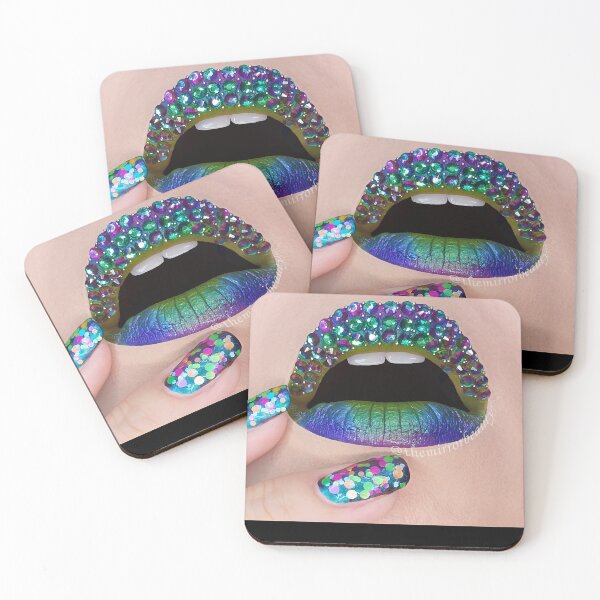 Item preview, Rhinestones mermaid lip art and nail art  designed and sold by hatebassam.