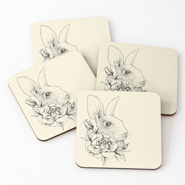 Item preview, Beautiful Rabbit and Rose Drawing designed and sold by Titatu.
