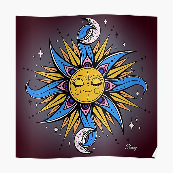 “Whimsical Celtic Sun and Moon Art” Poster for Sale by CedarsCreations