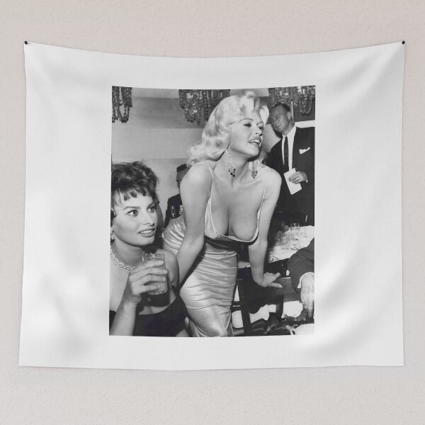 Item preview, Natural Passionate Joy Acting Sexy Beauty Actress Jayne Mansfield Hanging Out With Sophia Loren designed and sold by DebbieConquer.