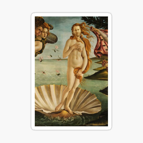Item preview, The Birth of Nic Cage (after Botticelli), Venus Nic Cage Painting designed and sold by Vincent Carrozza.
