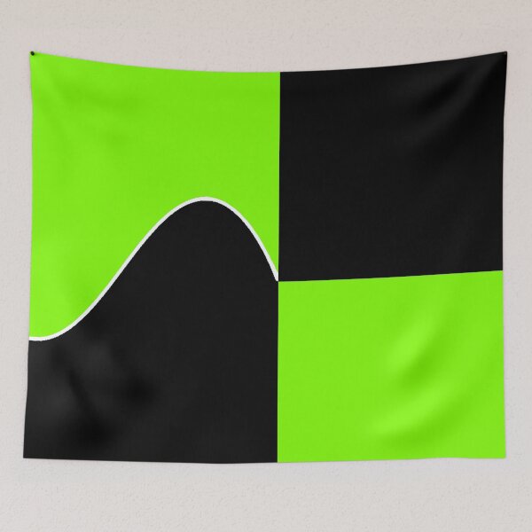 Item preview, PLAIN SOLID CHARTREUSE GREEN AND BLACK TWO TONE RETRO WAVE PATTERN designed and sold by ozcushions.