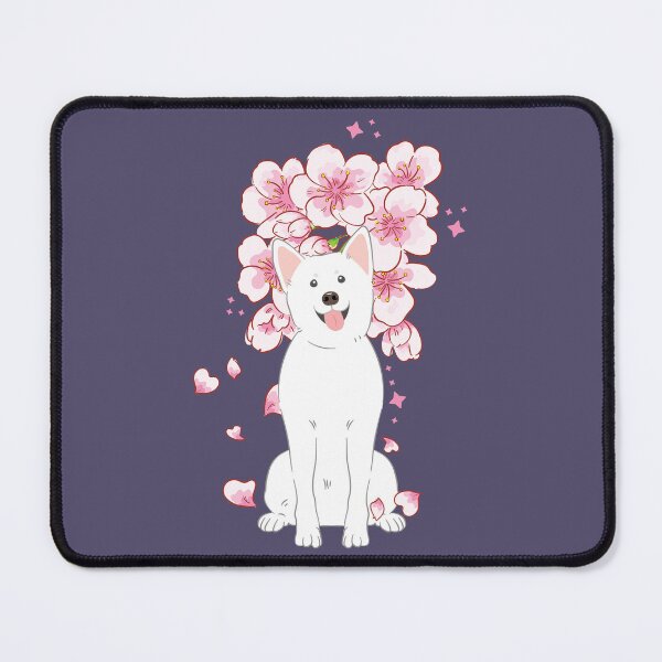 Item preview, White Korean Jindo Dog Cherry blossom designed and sold by Lulupainting.