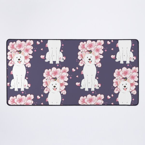 Item preview, White Korean Jindo Dog Cherry blossom designed and sold by Lulupainting.