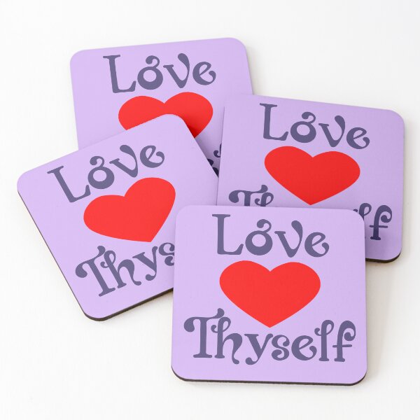 Item preview, Love Thyself Positive Heart Affirmation Phrase designed and sold by MindfulMeta.