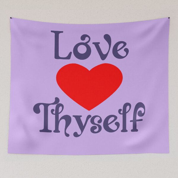 Item preview, Love Thyself Positive Heart Affirmation Phrase designed and sold by MindfulMeta.