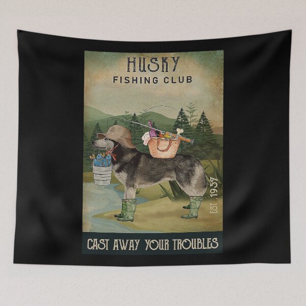Item preview, Cute Fishing Cast Husky Dog Funny Sayings designed and sold by Douglafa.