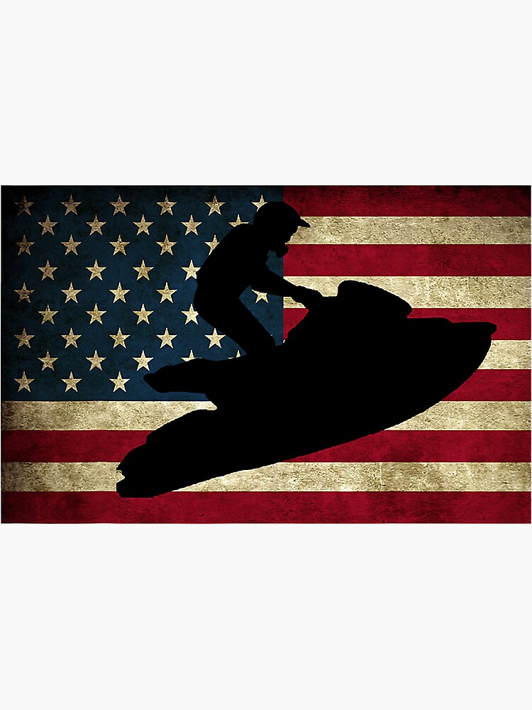 "Jet Ski Jet Skiing USA Flag" Sticker by levintere Redbubble