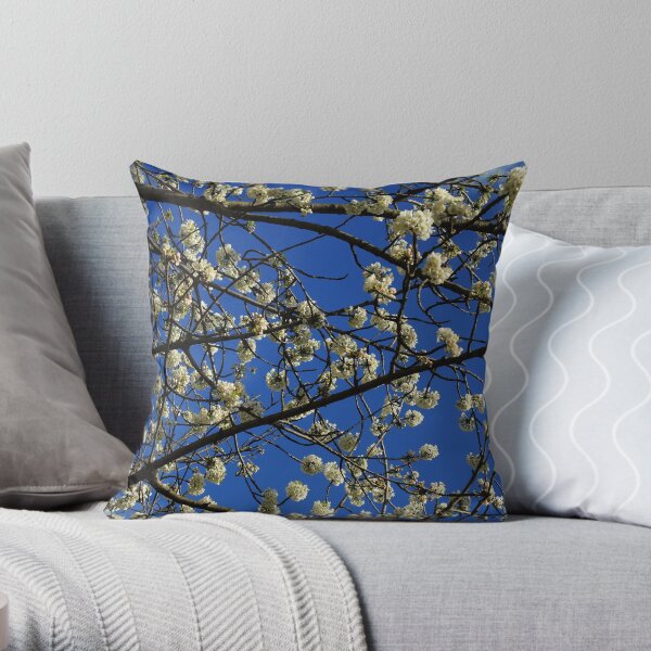 The White and Blue of Spring Throw Pillow