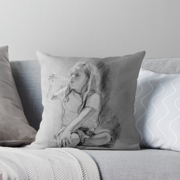 The Feather - Drawing by Avril Thomas - Adelaide Artist Throw Pillow