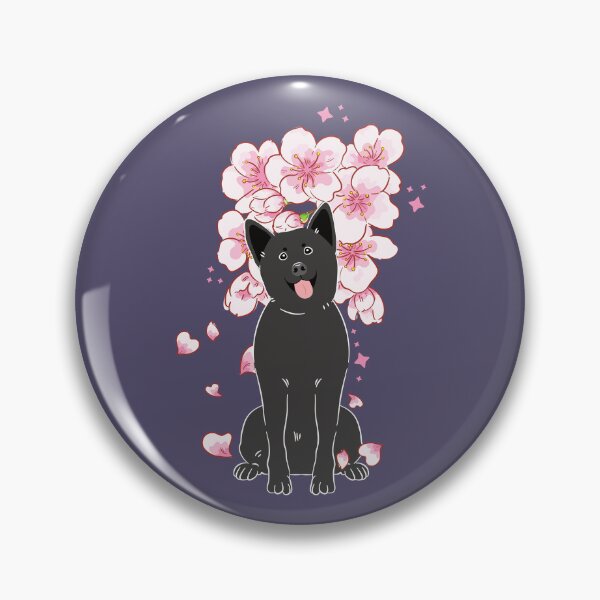 Item preview, Black Korean Jindo Dog Cherry blossom designed and sold by Lulupainting.