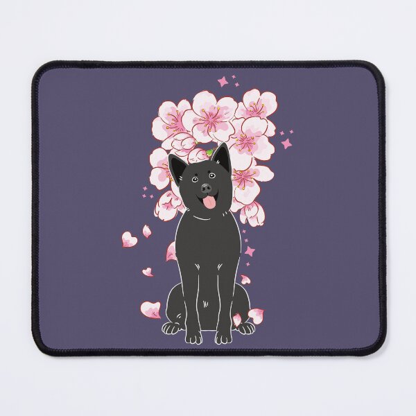 Item preview, Black Korean Jindo Dog Cherry blossom designed and sold by Lulupainting.