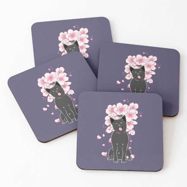 Item preview, Black Korean Jindo Dog Cherry blossom designed and sold by Lulupainting.