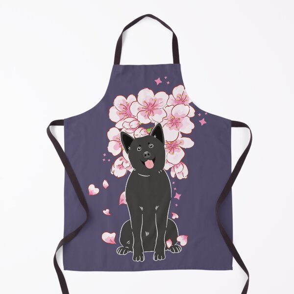 Item preview, Black Korean Jindo Dog Cherry blossom designed and sold by Lulupainting.