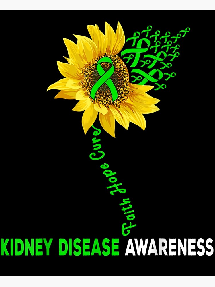 "Faith Hope Cure Kidney Disease Sunflower Puzzle Pieces" Poster for