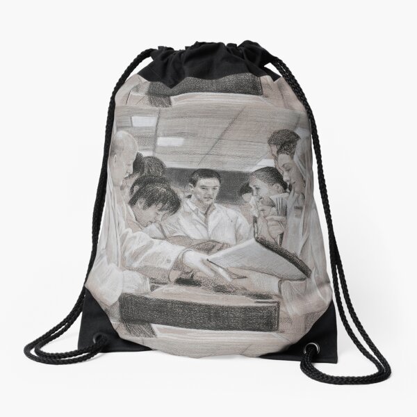 Pathology Lab - Drawing by Avril Thomas - Adelaide Artist Drawstring Bag