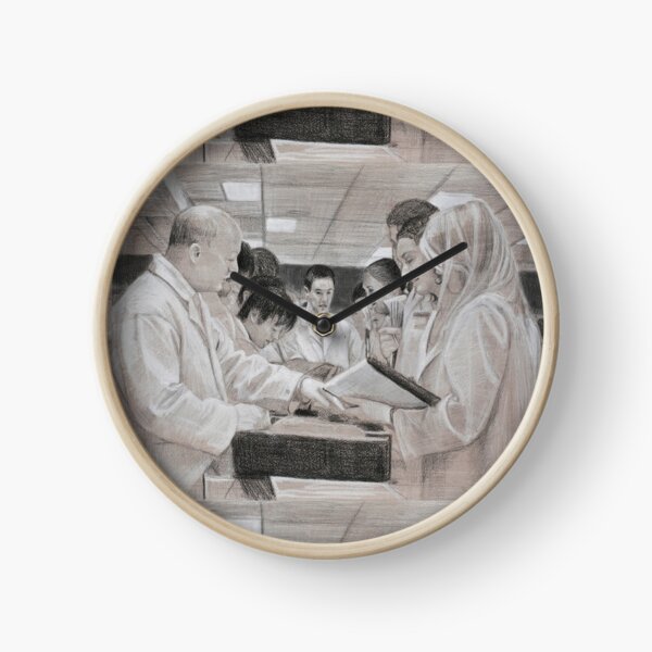 Pathology Lab - Drawing by Avril Thomas - Adelaide Artist Clock