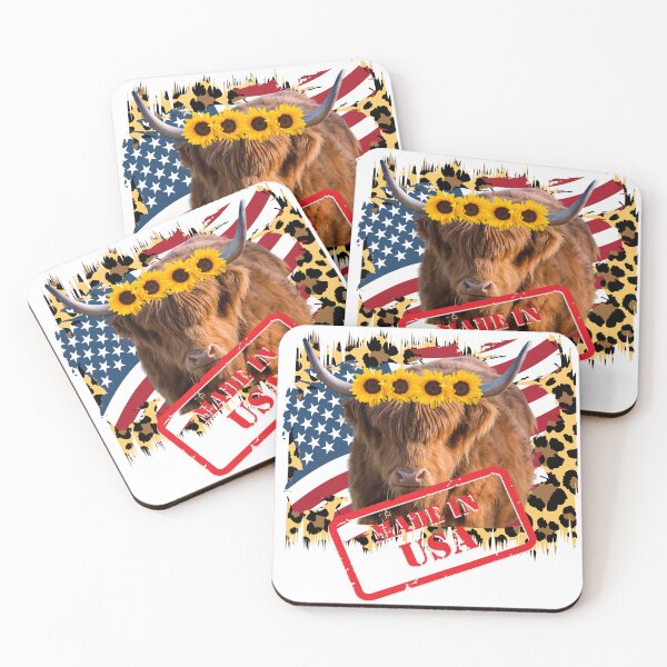 Item preview, Patriotic Highland Cow with Sunflowers designed and sold by speakupandshine.