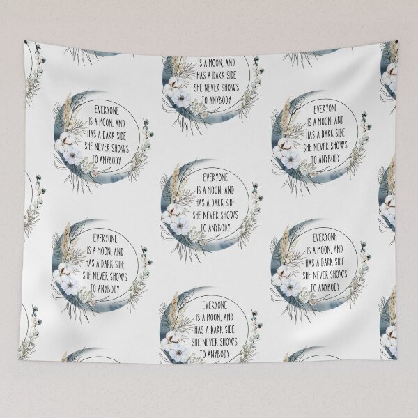 Item preview, Everyone is a moon quote by Mark Twain, encouraging quote with a boho floral moon frame designed and sold by Auntieck.