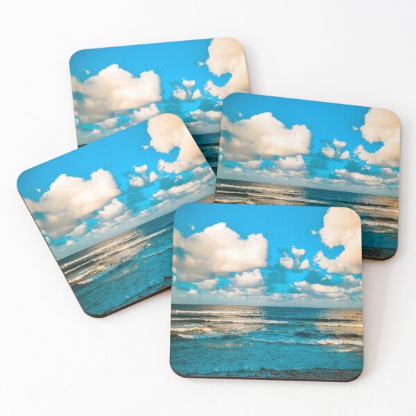 Item preview, White clouds above the blue ocean waves  designed and sold by anisbbmbrush.