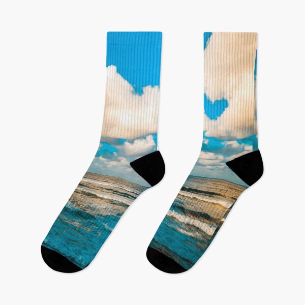 Item preview, White clouds above the blue ocean waves  designed and sold by anisbbmbrush.