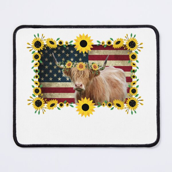 Item preview, Patriotic Highland Cow with Sunflowers designed and sold by speakupandshine.