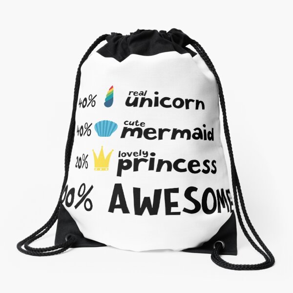 Unicorn mermaid and princess Ra3ds Drawstring Bag