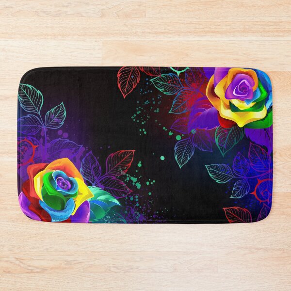 Item preview, Black Background with Rainbow Roses designed and sold by Blackmoon9.