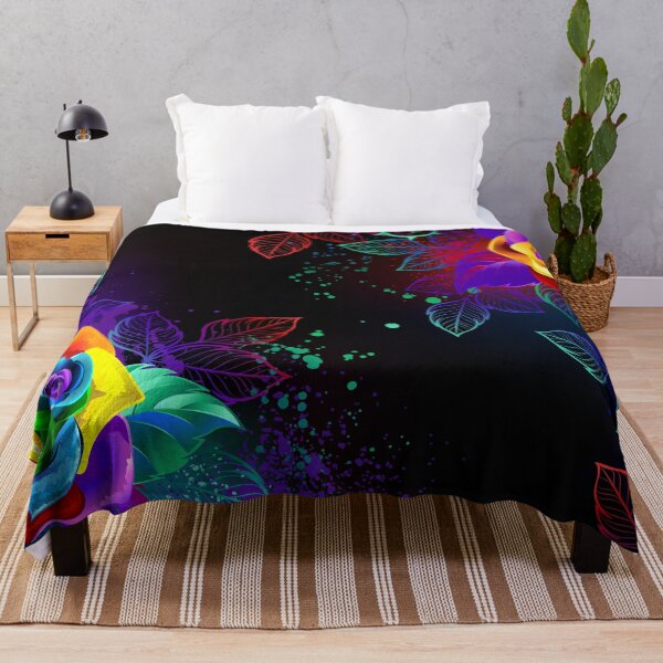 Item preview, Black Background with Rainbow Roses designed and sold by Blackmoon9.