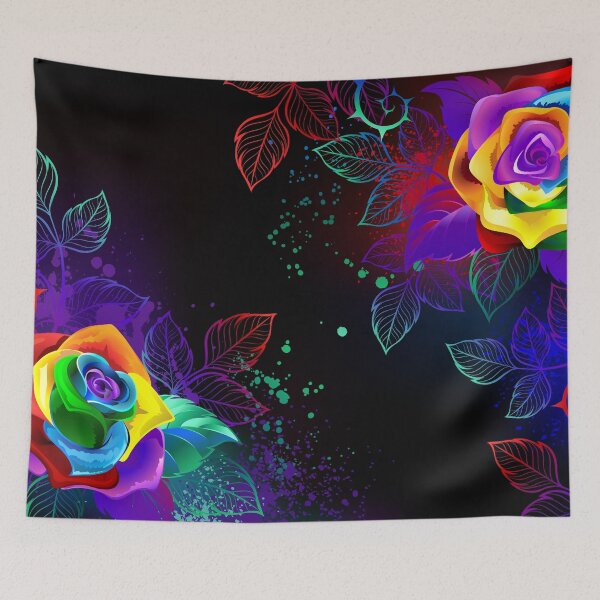 Item preview, Black Background with Rainbow Roses designed and sold by Blackmoon9.